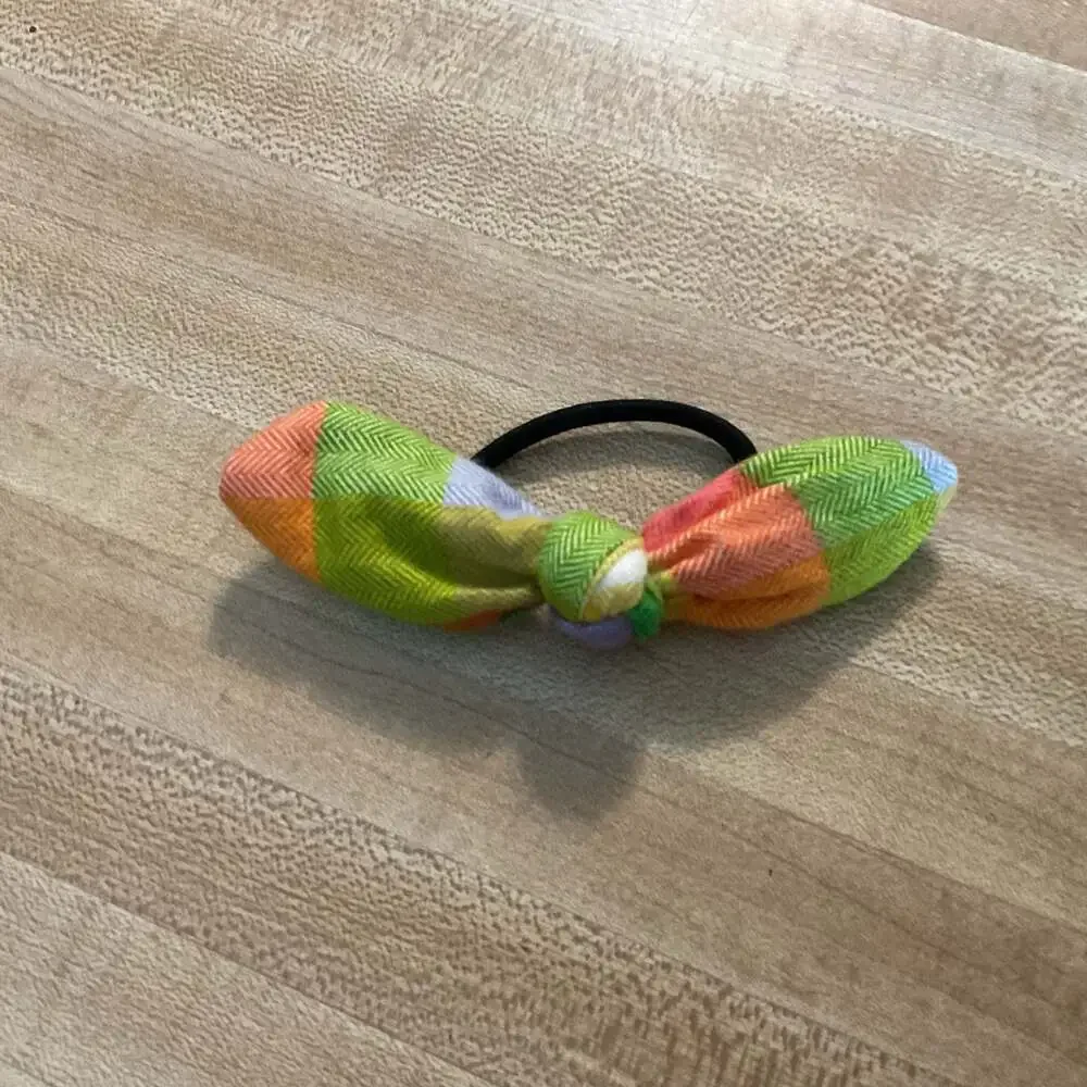 Set of 3 Handmade Fabric Knot Bow Hair Tie Ponytail Holders